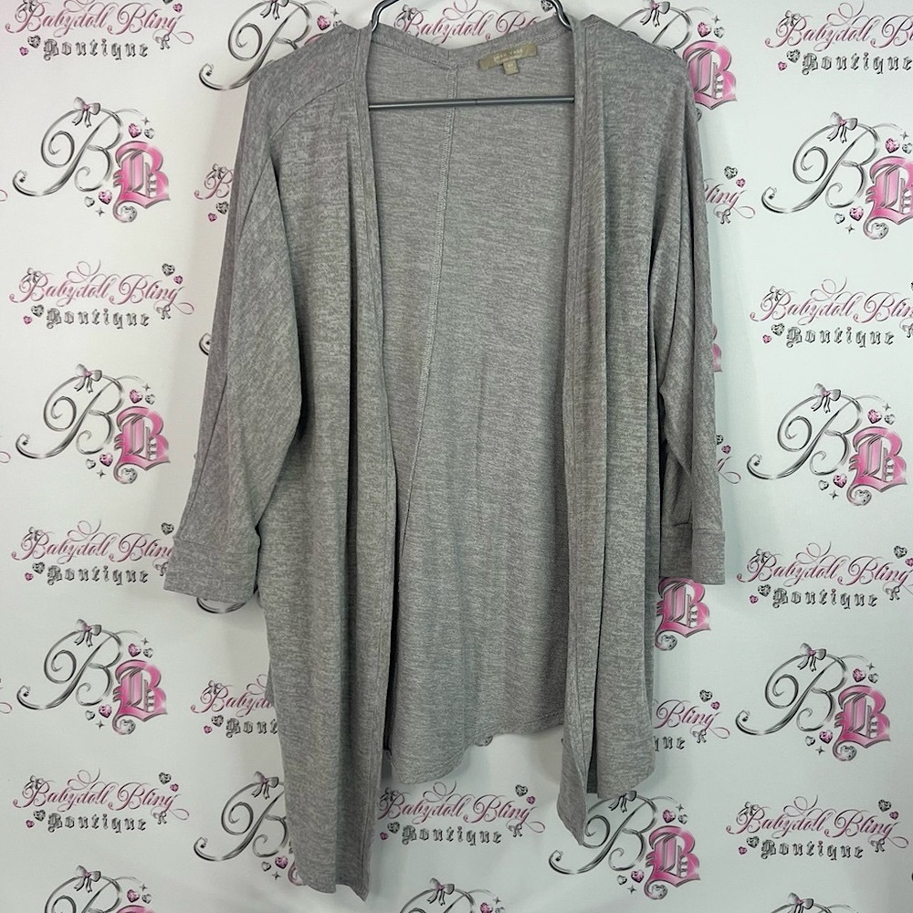 Joan Vass cardigan open waterfall flowy Light Gray Open Cardigan